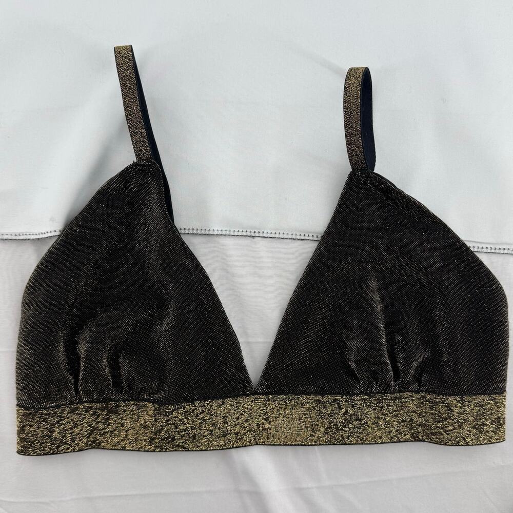 Colsie Gold Lurex Bralette Small Shimmery Sparkle Festival Crop Top Party Top